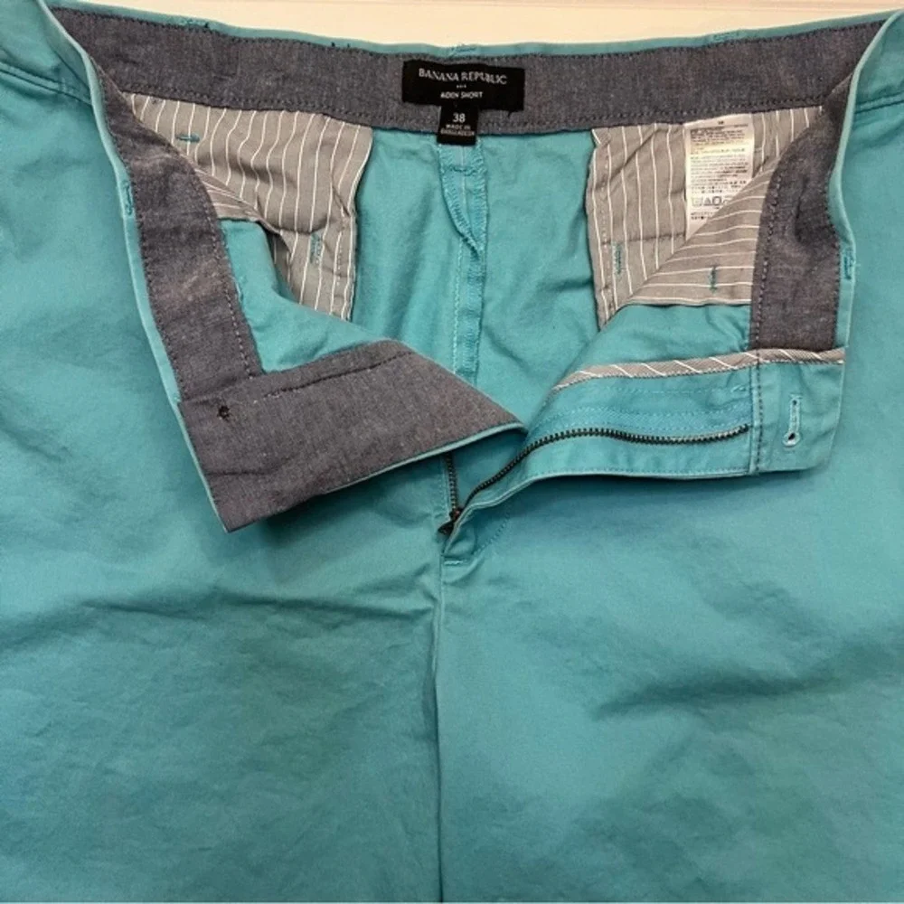 Banana Republic Aiden‎ Shorts Aqua Blue 100% Cotton Flat Front Chino Size 38